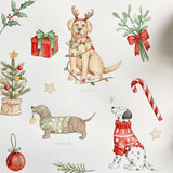 Snuggle Hunny Christmas Pups Organic Dribble Bib featuring a festive puppy print, a Christmas baby bib for teething, holiday outfits and baby's first Christmas.