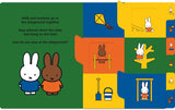 Children's book page with Miffy and Melanie at the playground