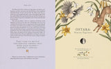 Page from a book or magazine with illustrations of a bird, rabbit, and flowers, along with text about Ostara and the Spring Equinox.
