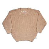 Beige knitted sweater on a white background