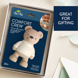 Teddy bear teether in packaging with 'ッツ ritzy' branding on a neutral background