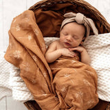 Snuggle Hunny Bronze Palm Organic Muslin Wrap | Organic Cotton Baby Swaddle