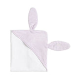 Baby comfort blanket with bunny ears and tail on a white background