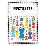 Packaging of Pipstickers with colorful lava lamp designs on a white background
