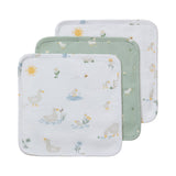 Three baby blankets with animal patterns on a white background