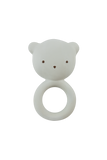 White bear-shaped teething ring on a white background