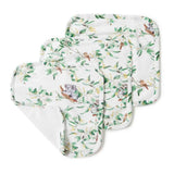 Set of three baby seat covers with nature-themed design on a white background