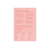 Pink document with text and a table on a white background