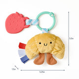 Plush toy with a teether and keyring on a white background