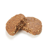 Two brown cookies on a white background