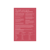 Product label with text and nutritional information on a red background