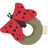 Red ladybug-shaped ring with black spots on a white background, featuring the Fabelab brand.