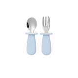Rommer toddler cutlery set in Sky blue, designed for children's everyday mealtimes and independent eating.