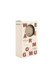 Box packaging of a plush toy with text on a white background