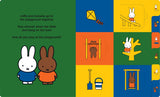 Children's book page with Miffy and Melanie at the playground