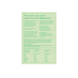 Product label with text and a green background