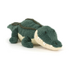 Plush toy alligator on a white background