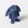 Blue textured plush bunny toy on a white background