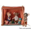 Miniature canvas tent with wooden poles for Maileg play