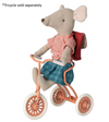Maileg Big Sister Mouse on tricycle with red bag