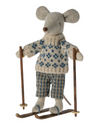 Maileg Winter Mouse Dad with skis and poles