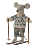 Maileg Winter Mouse Dad with skis and poles