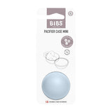 BIBS Pacifier Case Mini in a light blue color, shown in its original white and gray retail packaging card.