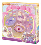 Sylvanian Families Pony's Vanity Dresser Set packaging with toy figures and accessories.