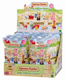 Sylvanian Families Baby Builders Series packaging with figures and accessories.