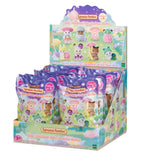 Display of Sylvanian Families baby woodland fairy costumes with colorful packaging.