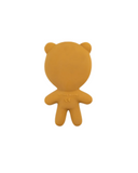 Yellow teddy bear-shaped object on a white background