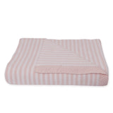 Cotton Knit Stripe Blanket - Pink/White