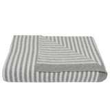 Cotton Knit Stripe Blanket - Grey/White