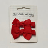 Bow Hair Clips 2pk - Red