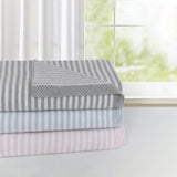 Cotton Knit Stripe Blanket - Pink/White